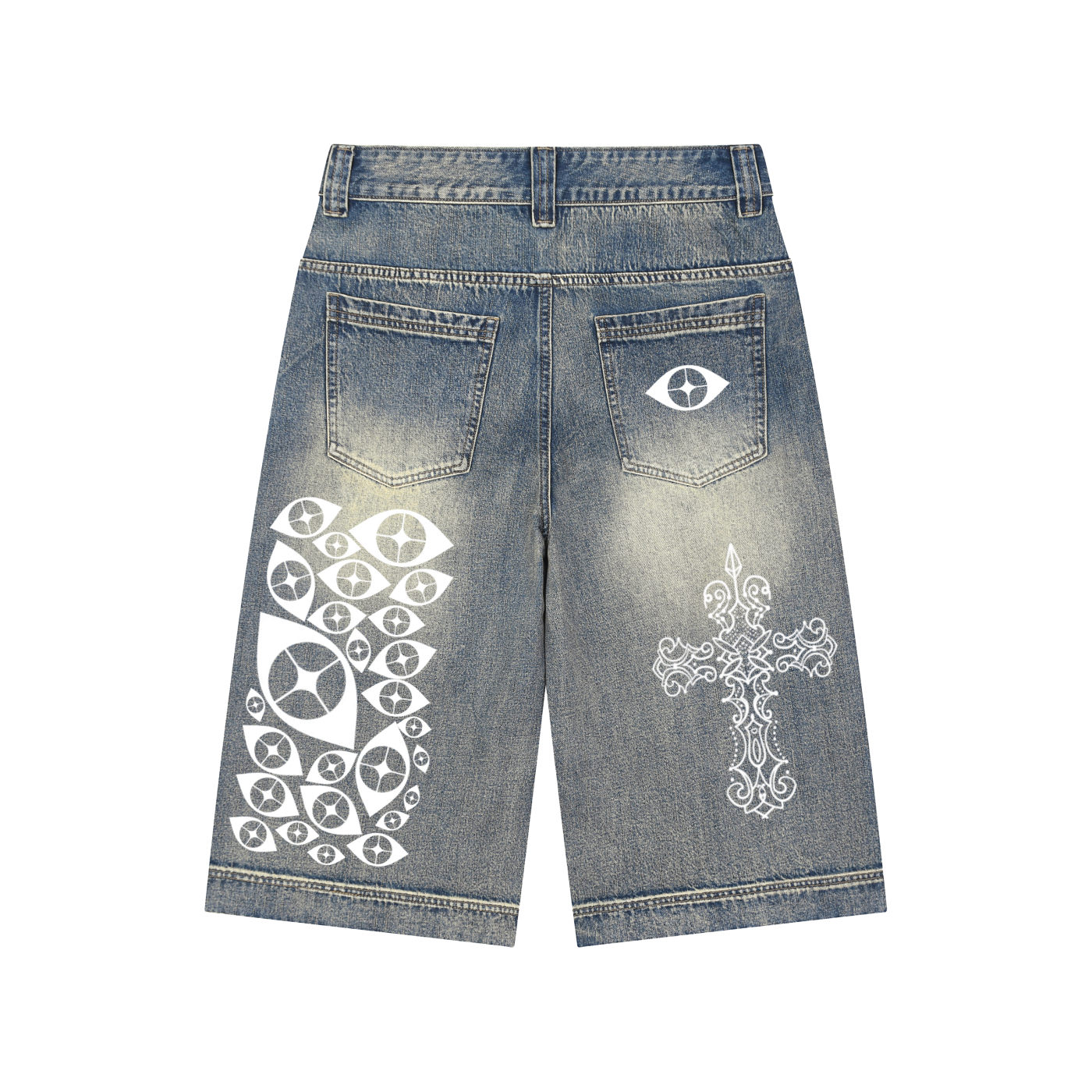 Vintage Wash Baggy Denim Shorts