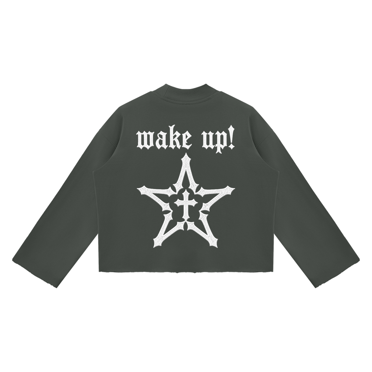 2TIRED Unisex Mock Neck Raw Edge Boxy Sweatshirt