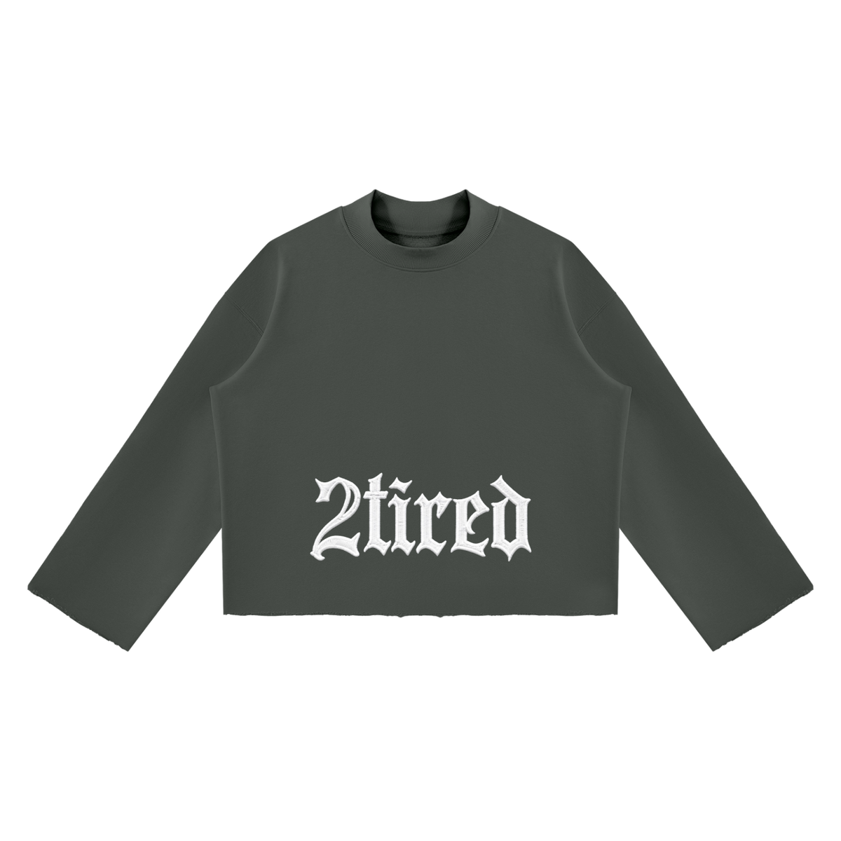 2TIRED Unisex Mock Neck Raw Edge Boxy Sweatshirt