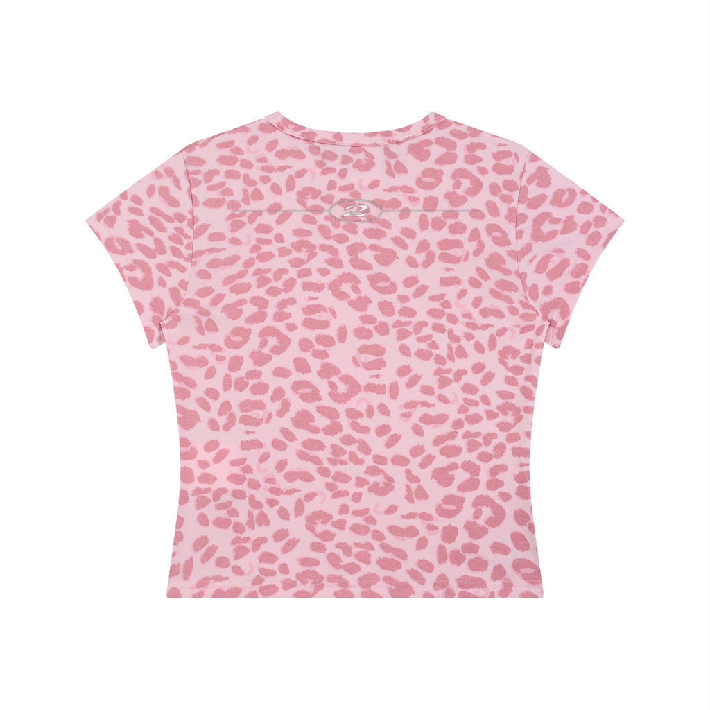 2TIRED Women’s Leopard Print Crop T-Shirt