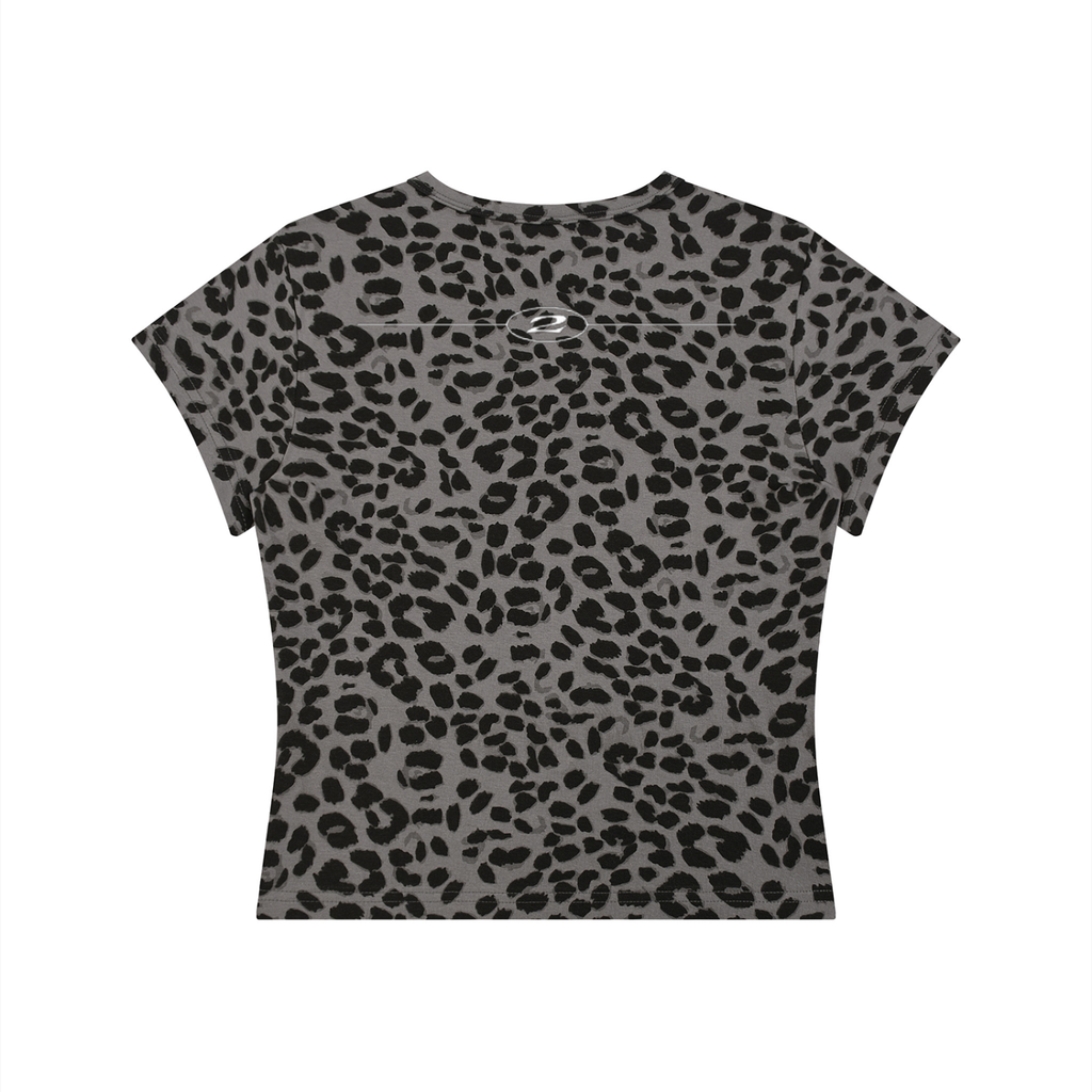 2TIRED Women’s Leopard Print Crop T-Shirt