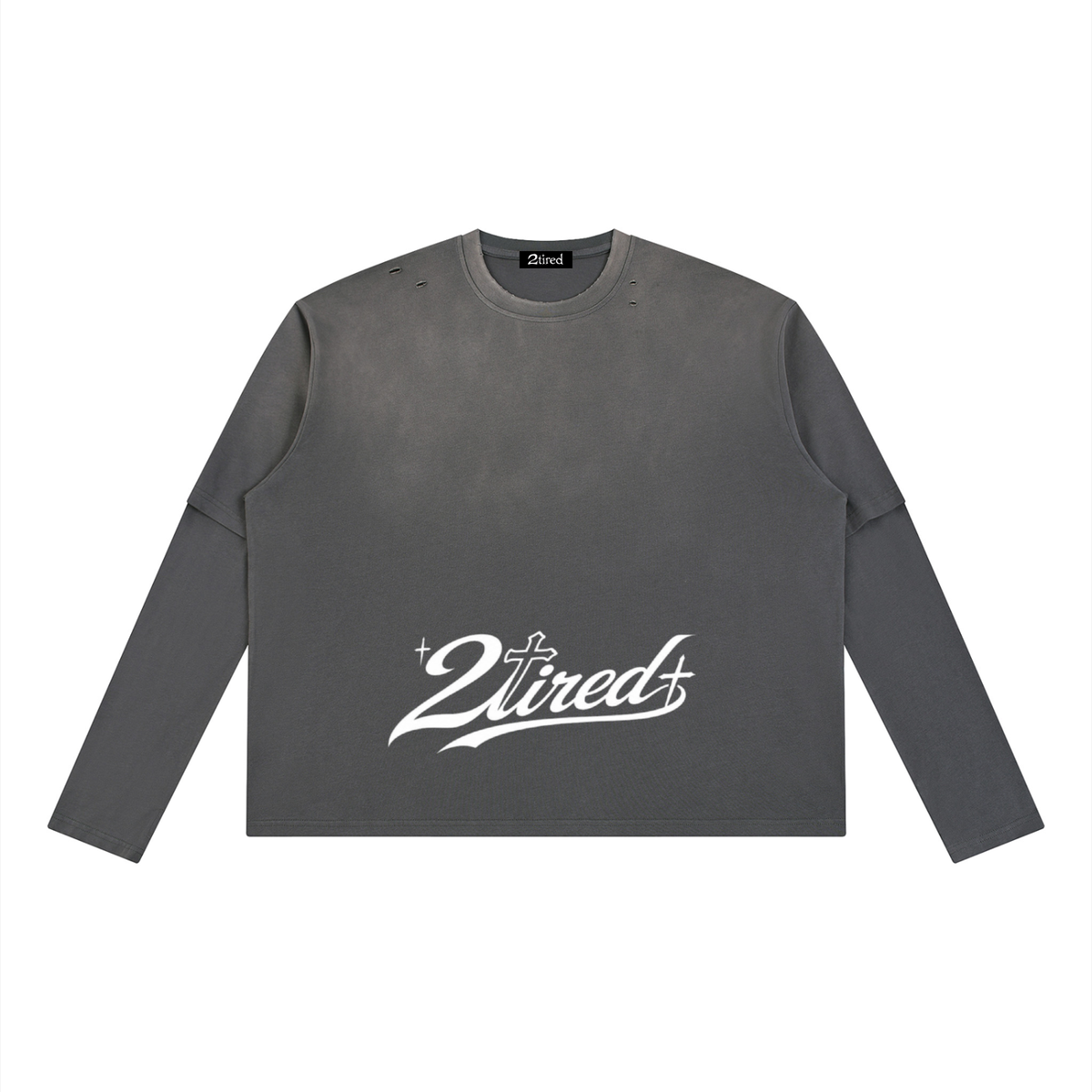 2TIRED Unisex Vintage Wash Layered long sleeve T-Shirt