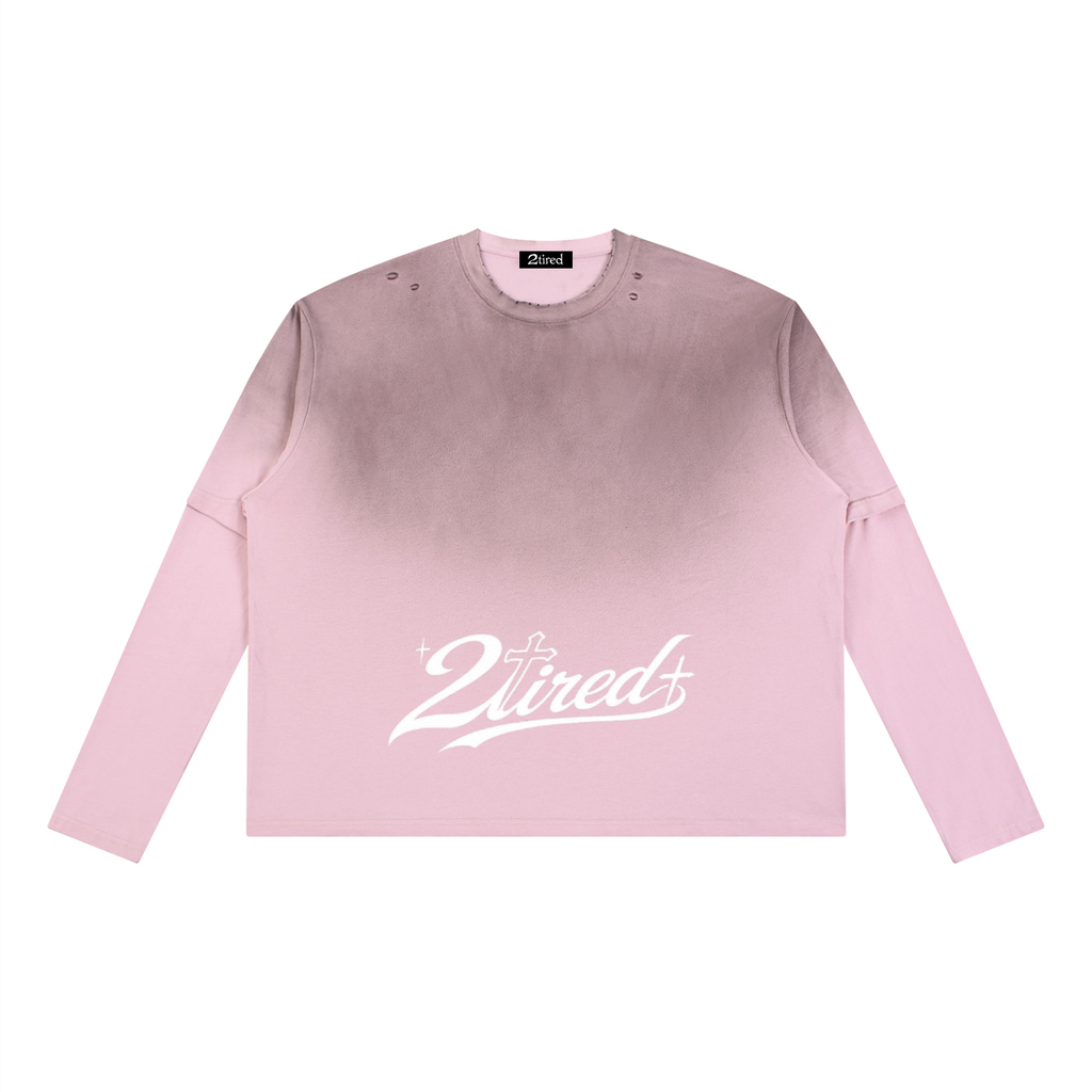 2TIRED Unisex Vintage Wash Layered long sleeve T-Shirt