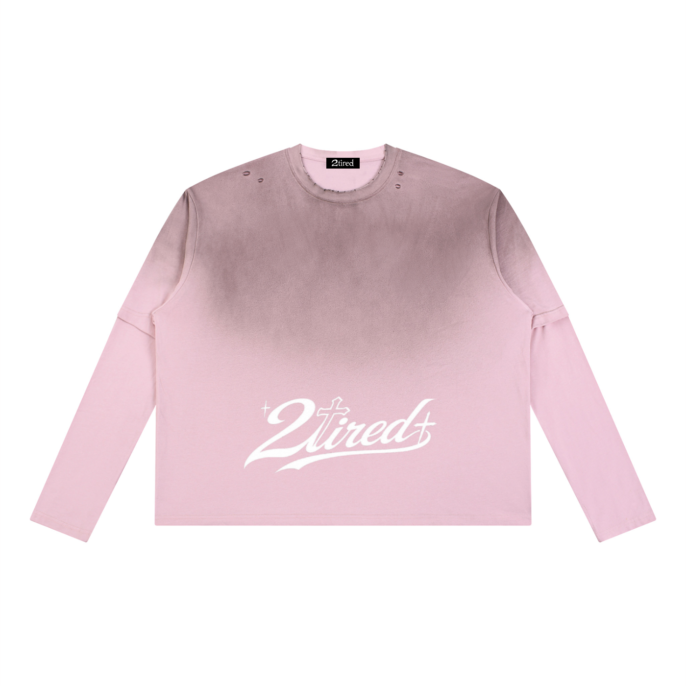 2TIRED Unisex Vintage Wash Layered long sleeve T-Shirt