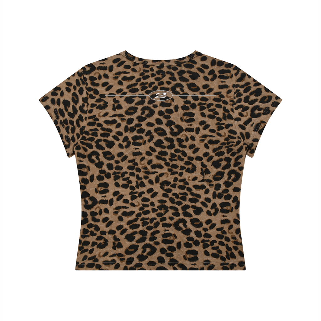2TIRED Women’s Leopard Print Crop T-Shirt