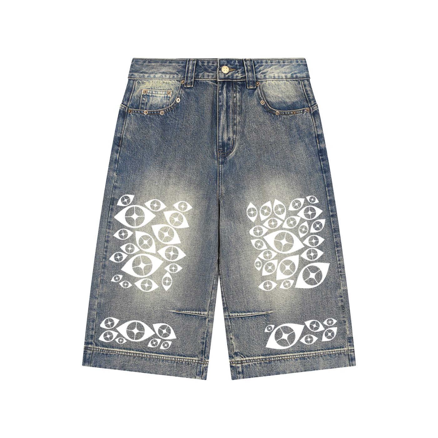 Vintage Wash Baggy Denim Shorts