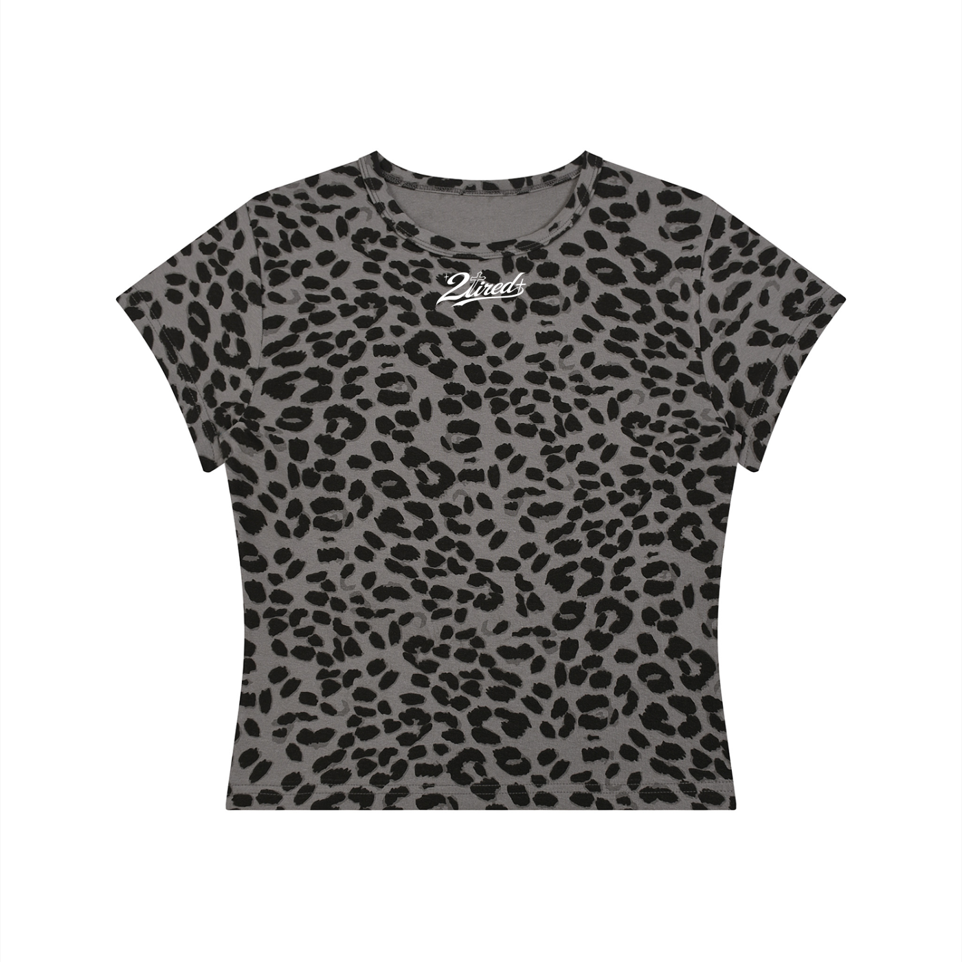 2TIRED Women’s Leopard Print Crop T-Shirt
