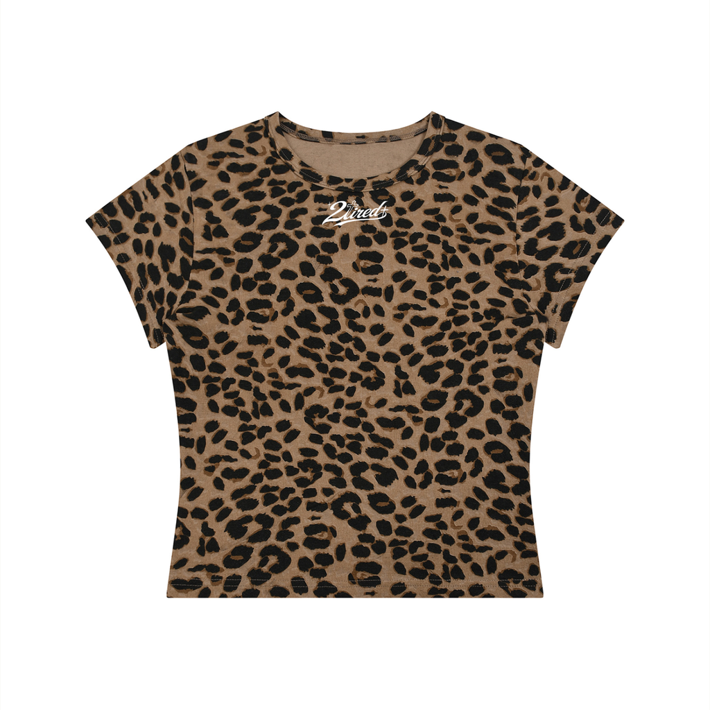 2TIRED Women’s Leopard Print Crop T-Shirt