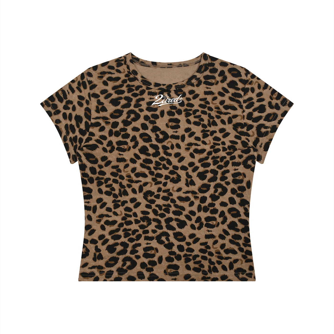 2TIRED Women’s Leopard Print Crop T-Shirt