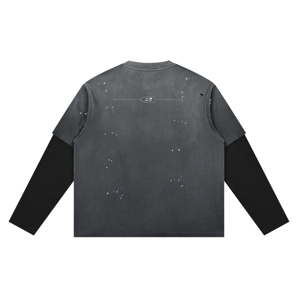 2TIRED Unisex Vintage Wash Distressed Layer T-Shirt
