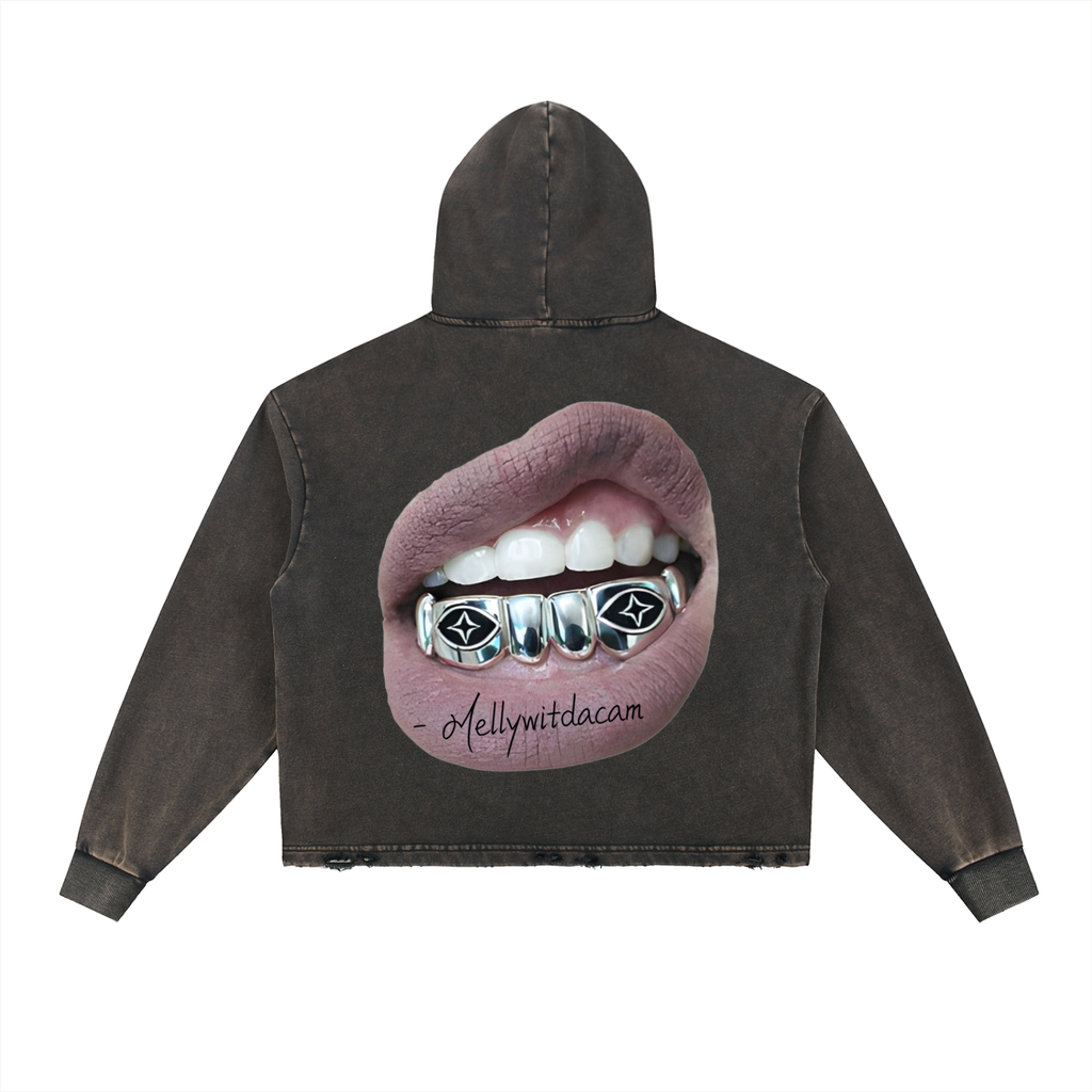 2TIRED X Mellywitdacam Frayed-Hem Hoodie