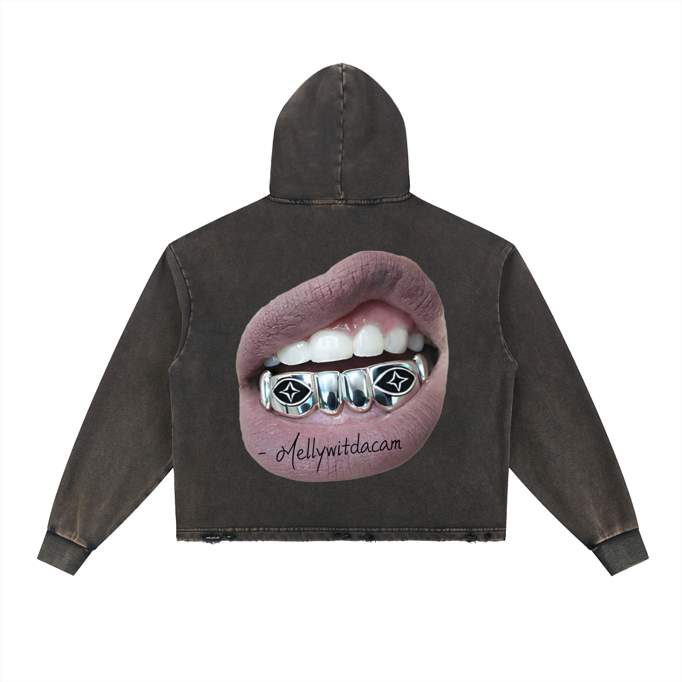 2TIRED X Mellywitdacam Frayed-Hem Hoodie