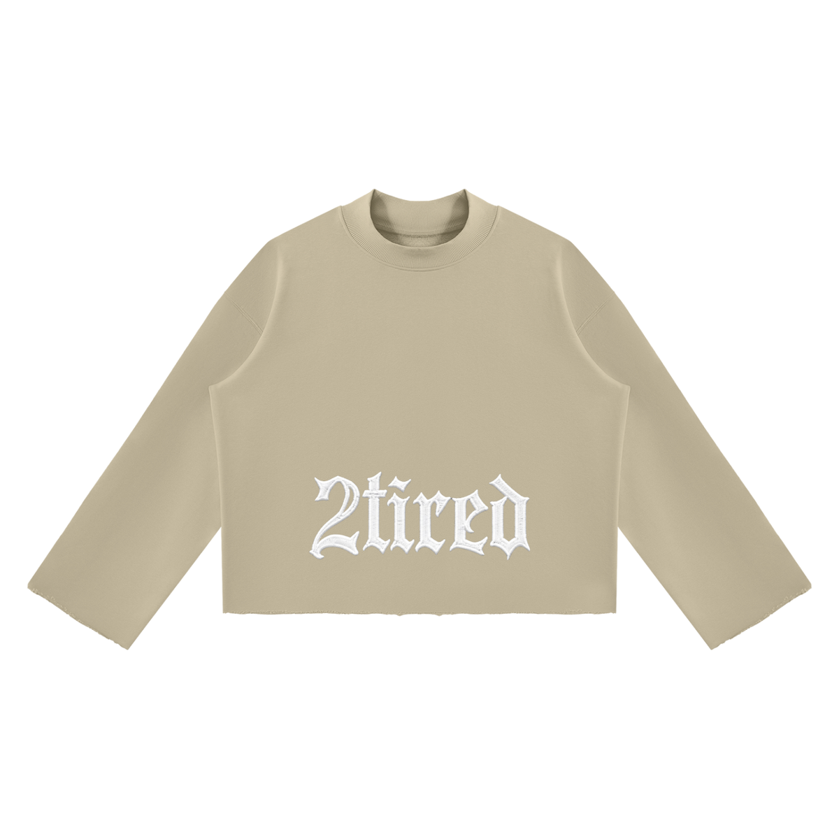 2TIRED Unisex Mock Neck Raw Edge Boxy Sweatshirt
