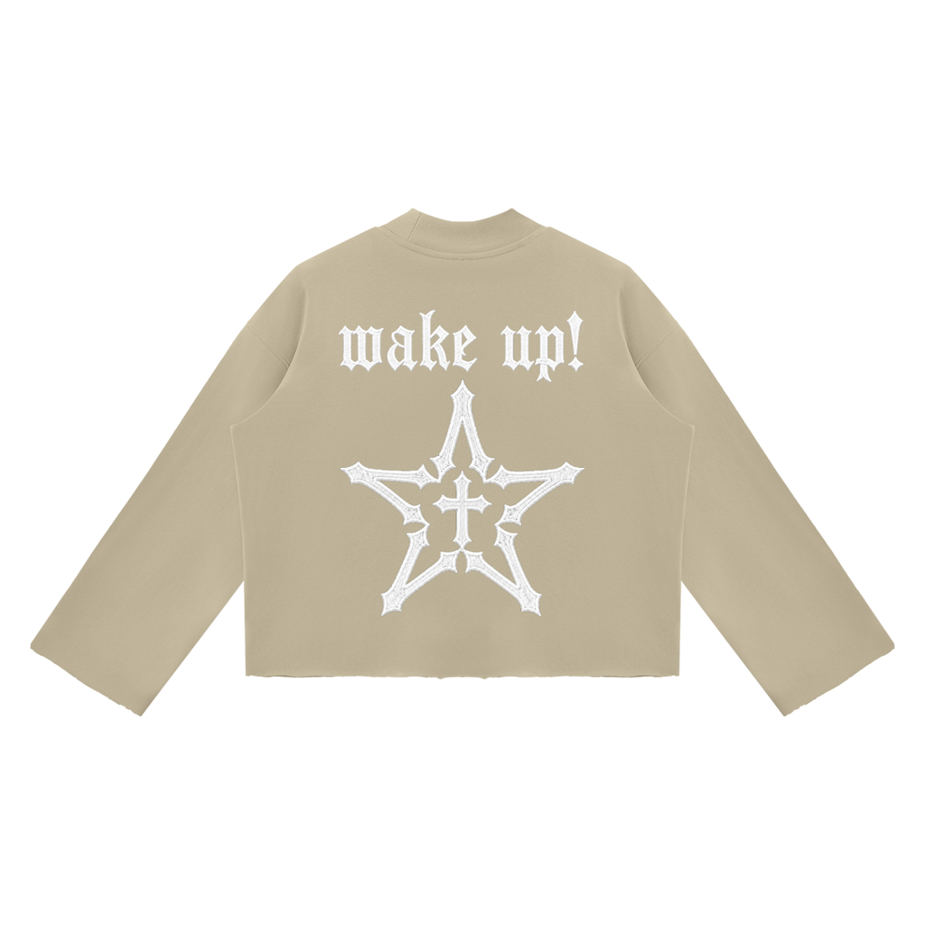 2TIRED Unisex Mock Neck Raw Edge Boxy Sweatshirt