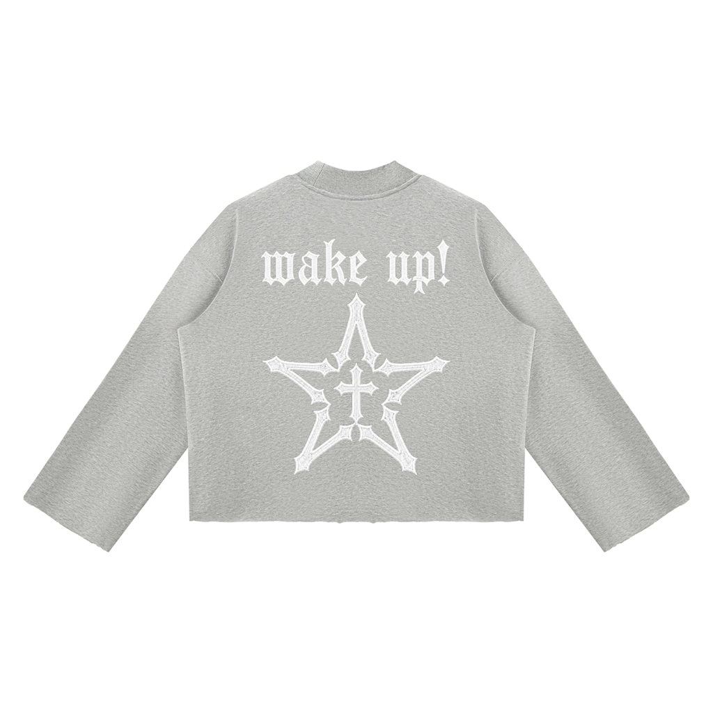 2TIRED Unisex Mock Neck Raw Edge Boxy Sweatshirt