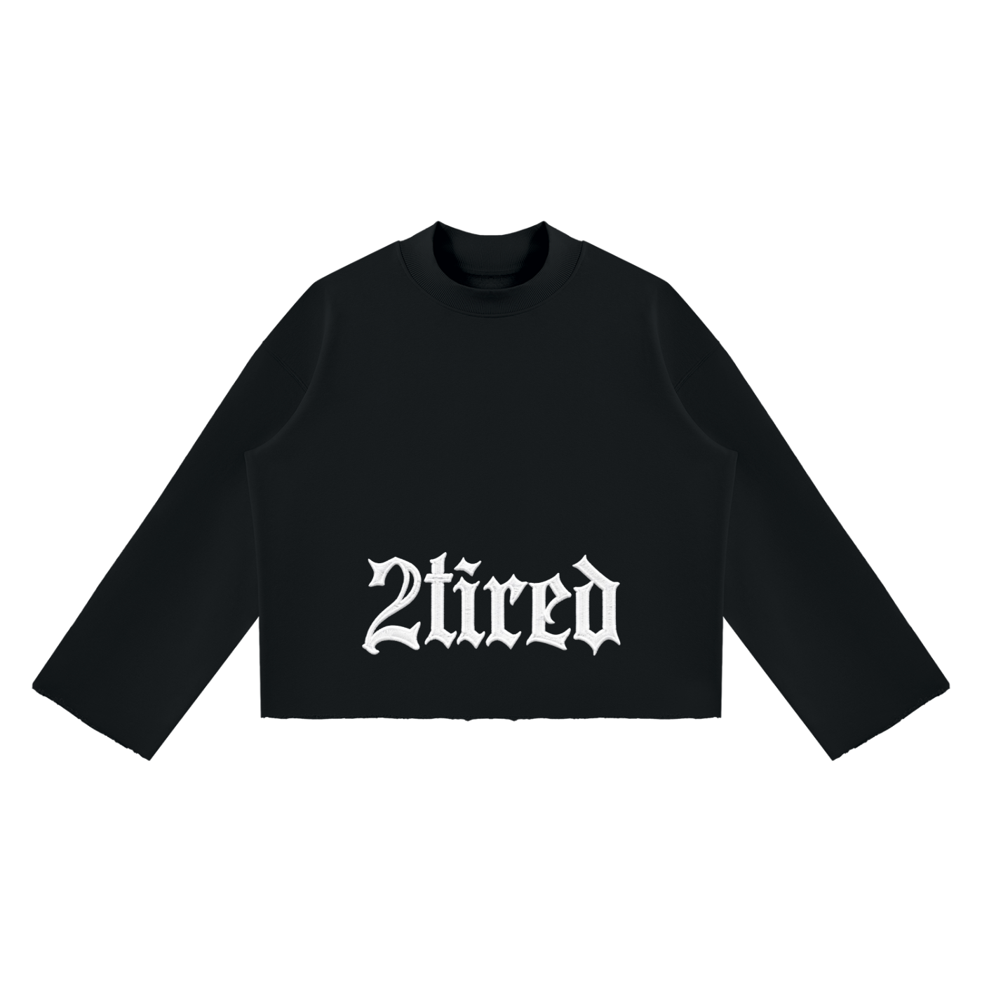2TIRED Unisex Mock Neck Raw Edge Boxy Sweatshirt