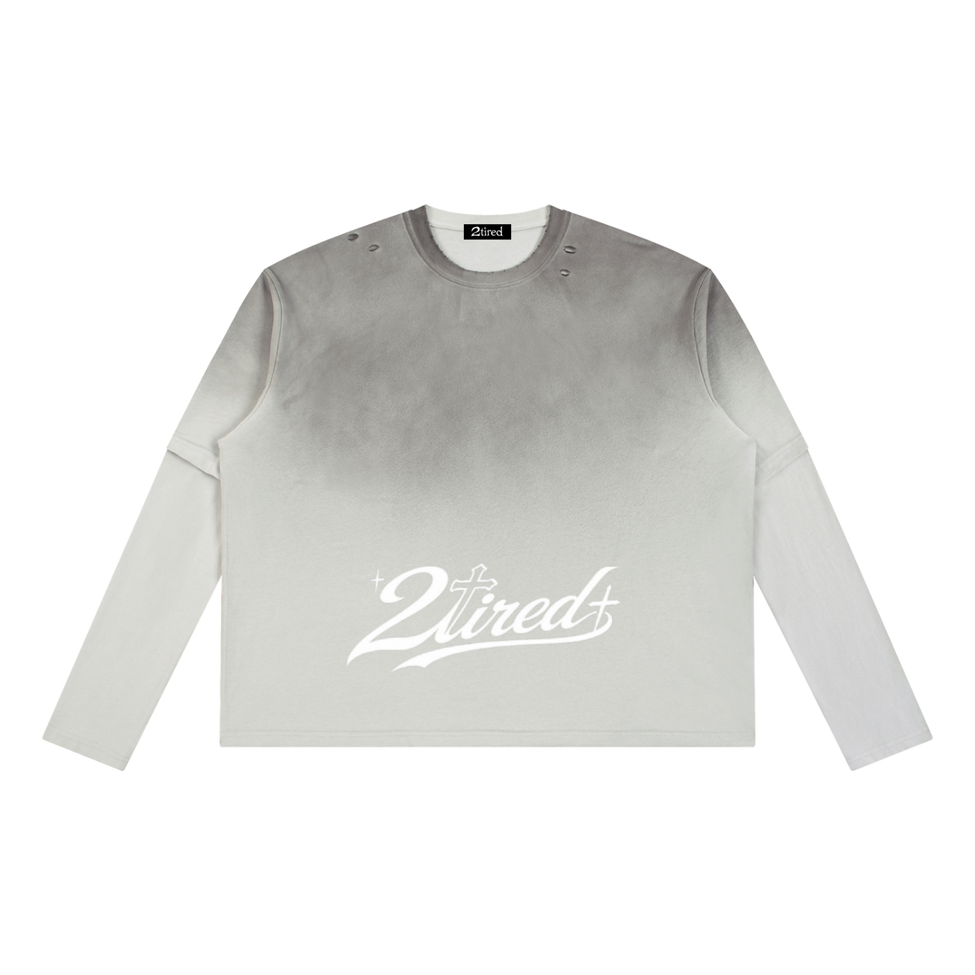 2TIRED Unisex Vintage Wash Layered long sleeve T-Shirt