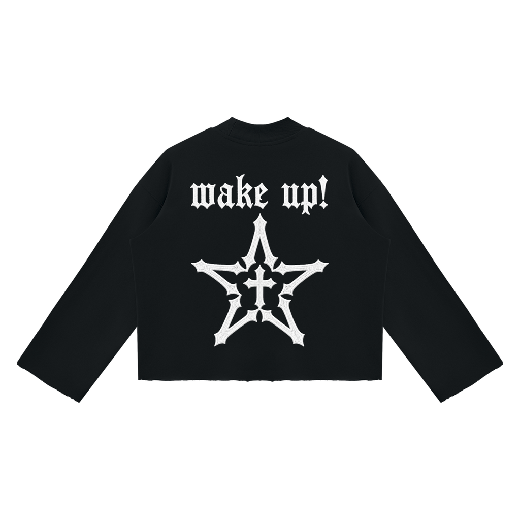 2TIRED Unisex Mock Neck Raw Edge Boxy Sweatshirt