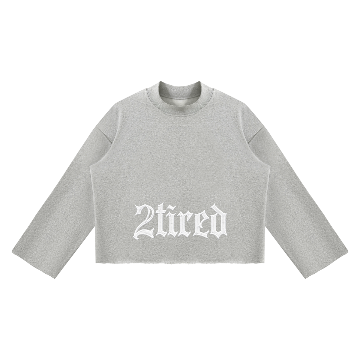 2TIRED Unisex Mock Neck Raw Edge Boxy Sweatshirt