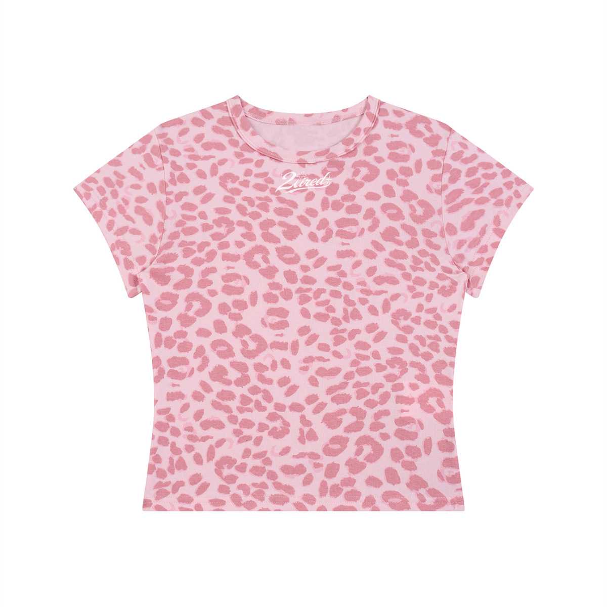 2TIRED Women’s Leopard Print Crop T-Shirt